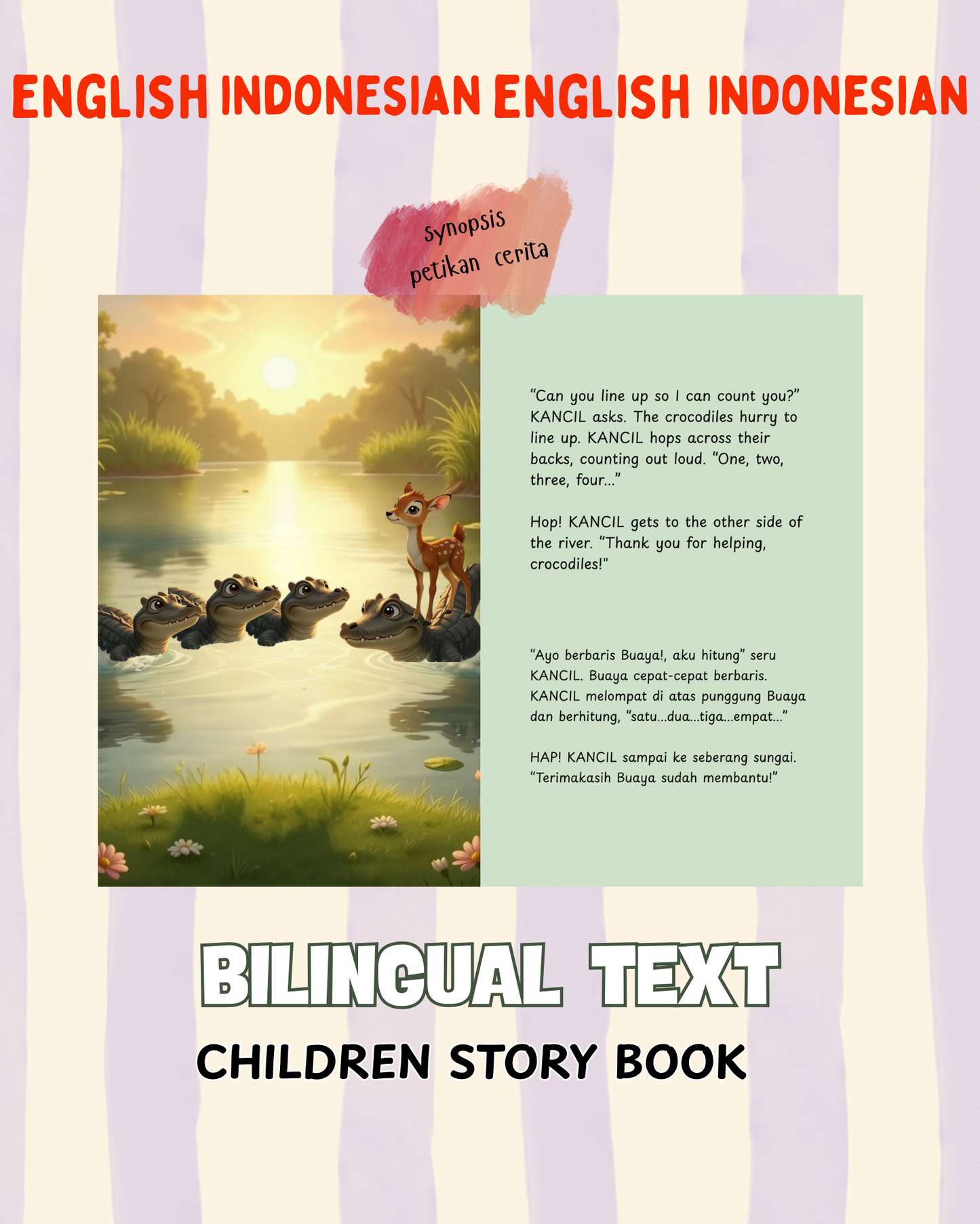 Kancil Mouse Deer Clever Adventure The Classic.  Bilingual Children Storybook Indonesian & English
